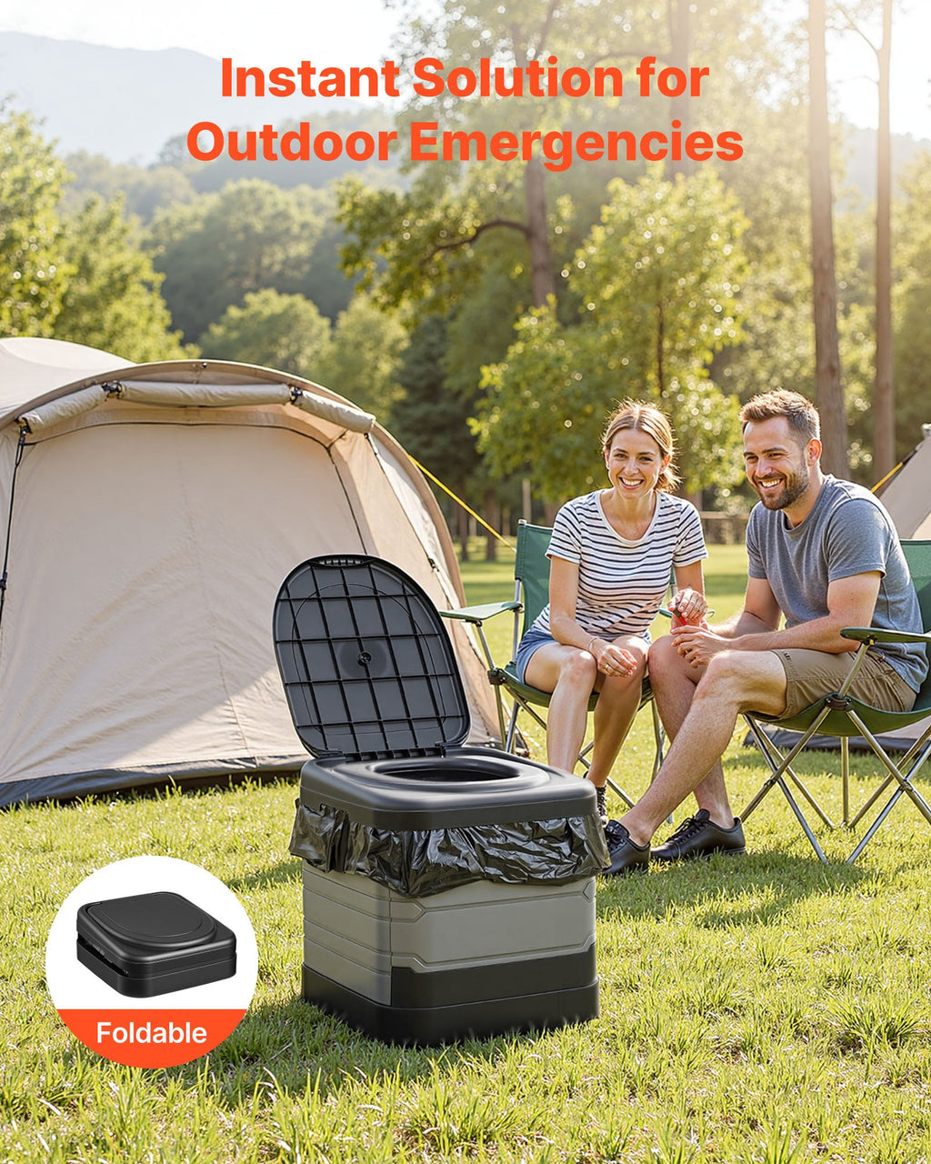 Portable Toilet, 150 kg Load Capacity, Folding Camping Toilet for
