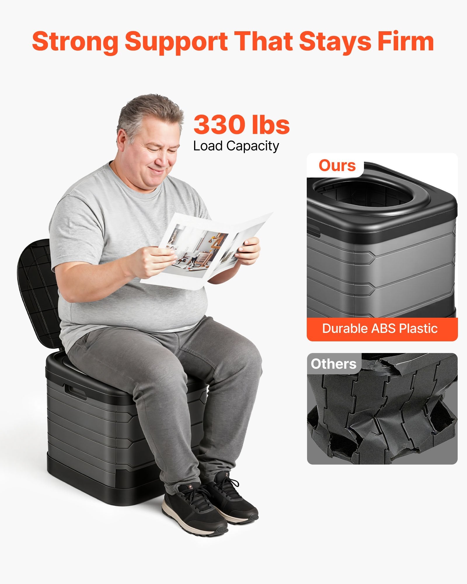 Portable Toilet, 150 kg Load Capacity, Folding Camping Toilet for