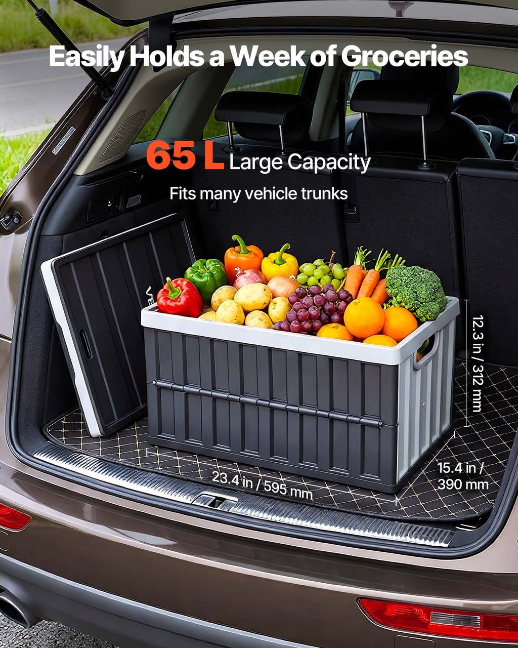Plastic Collapsible Storage Bins with Lids, 65L 2 Packs, Stackable