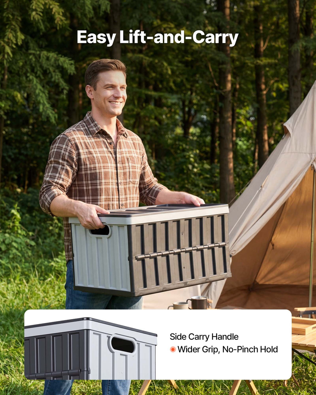 Plastic Collapsible Storage Bins with Lids, 65L 2 Packs, Stackable