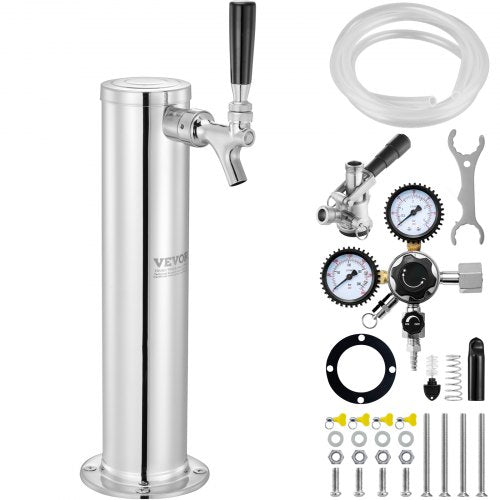 Kegerator Tower Kit, Single Tap Beer Conversion Kit, Stainless Steel