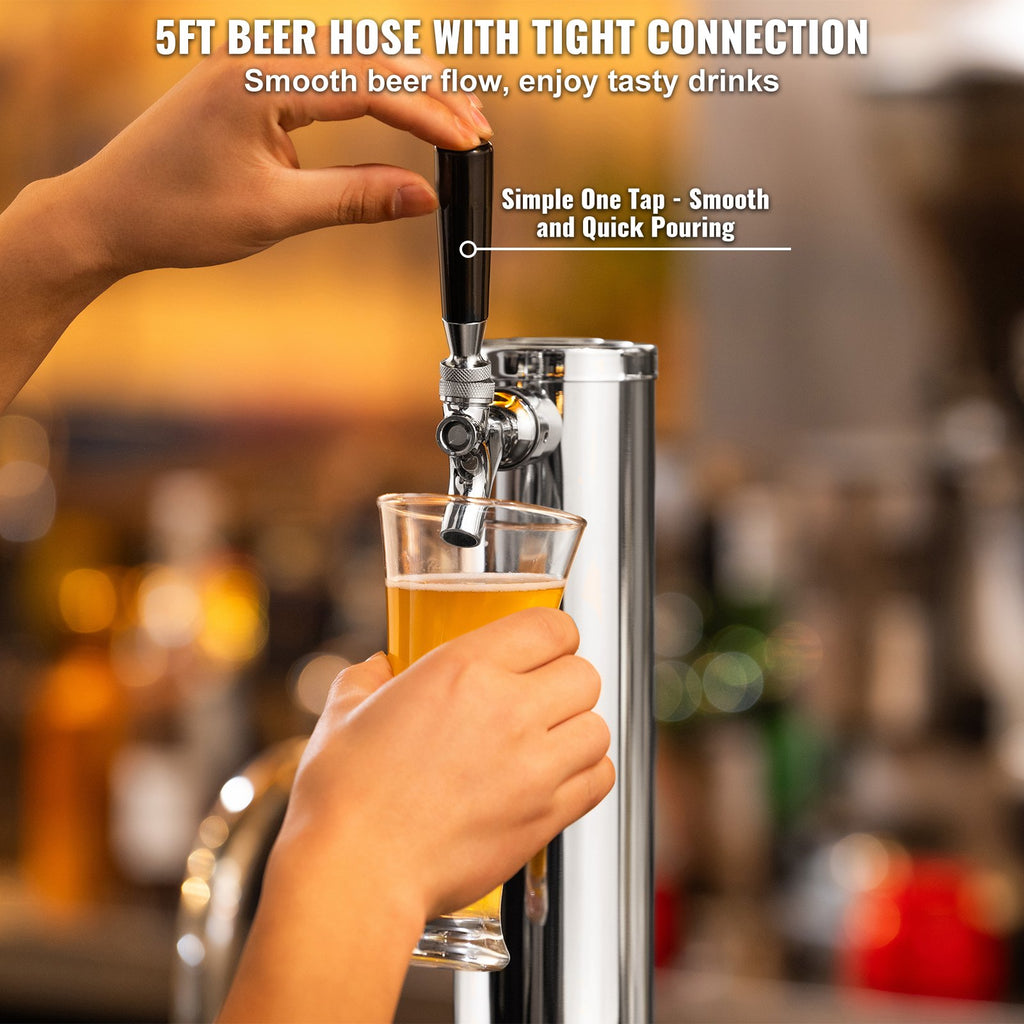 Kegerator Tower Kit, Single Tap Beer Conversion Kit, Stainless Steel