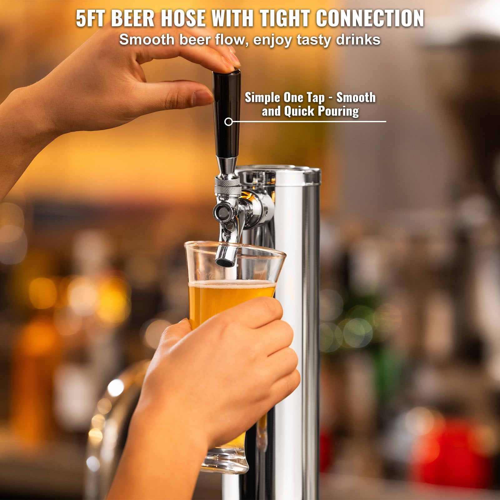 Kegerator Tower Kit, Single Tap Beer Conversion Kit, Stainless Steel