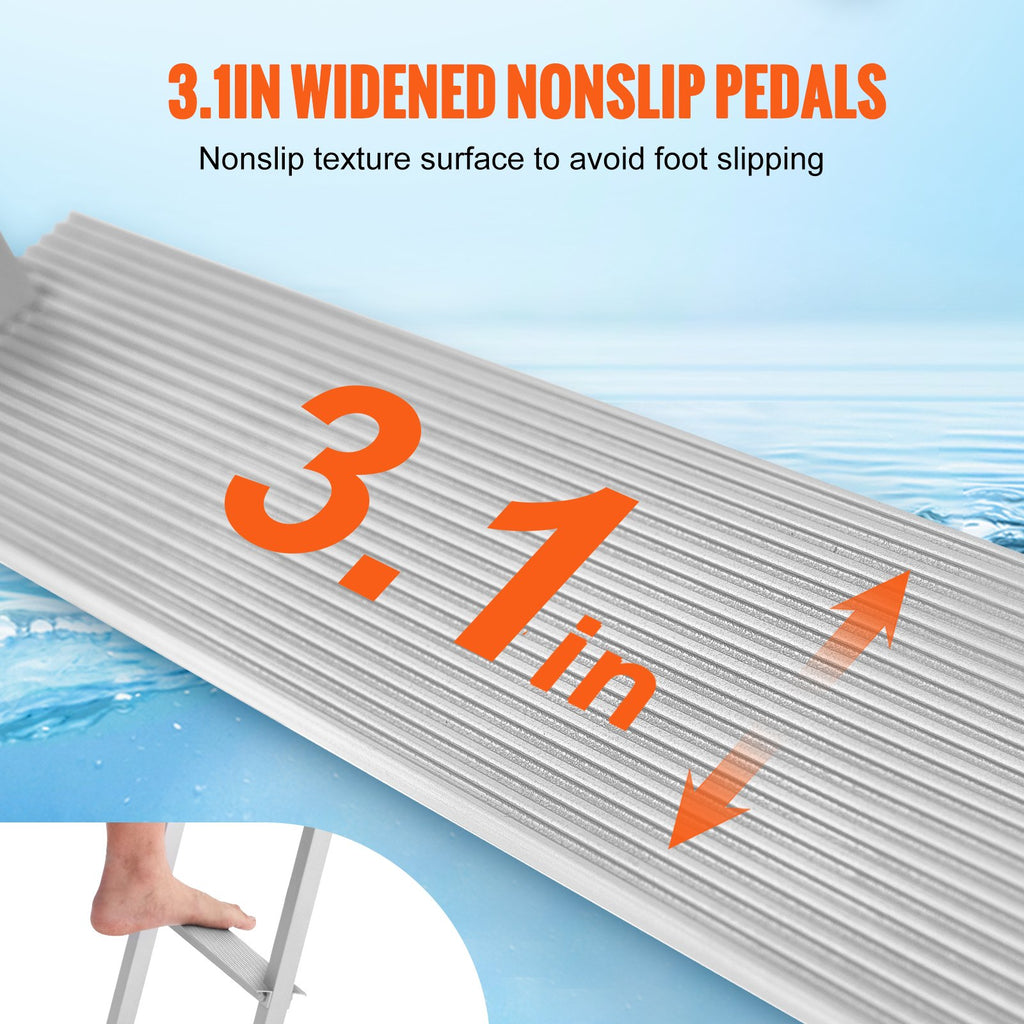 Dock Ladder, Removable 4 Steps, 500 lbs Load Capacity, Aluminum Alloy