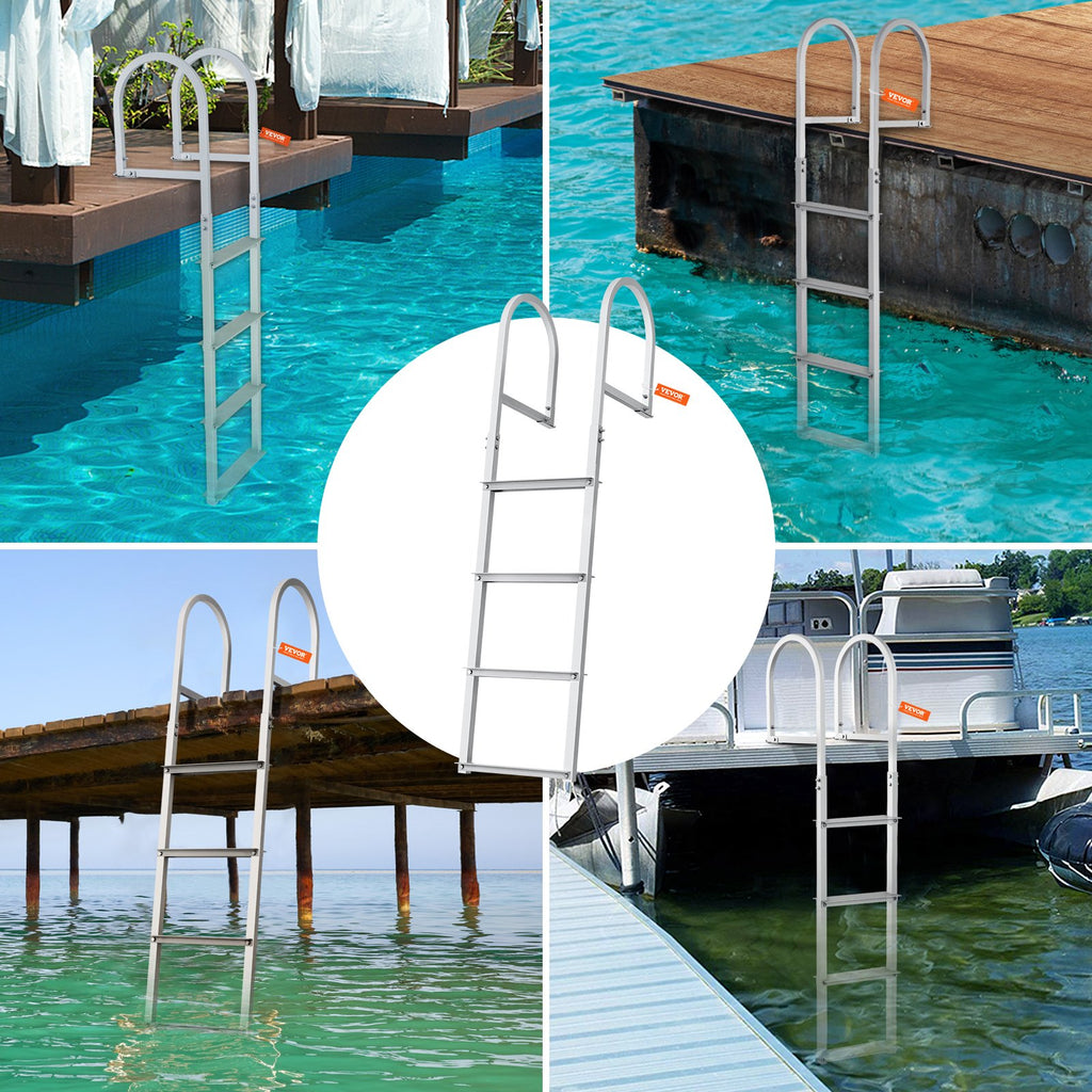 Dock Ladder, Removable 4 Steps, 500 lbs Load Capacity, Aluminum Alloy