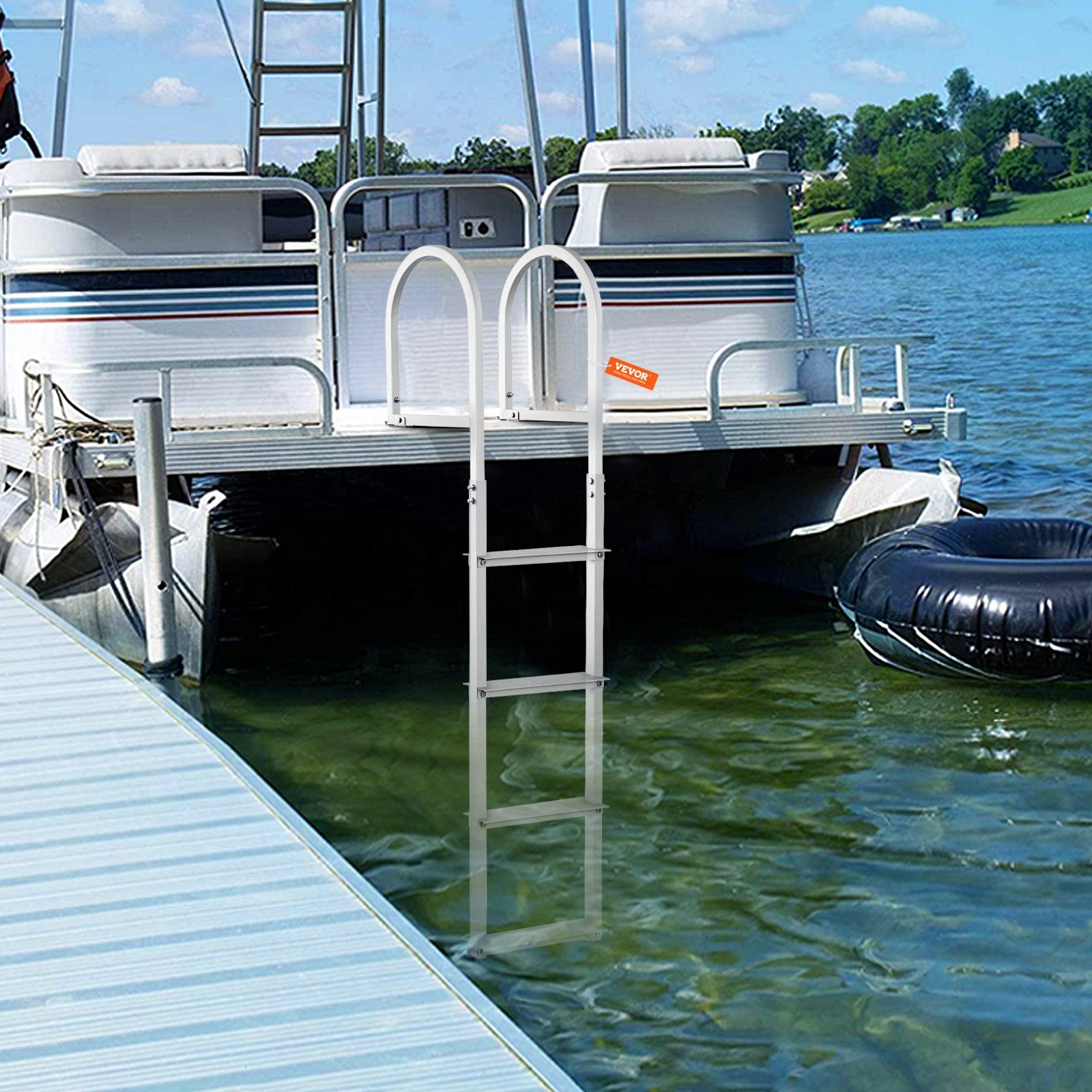 Dock Ladder, Removable 4 Steps, 500 lbs Load Capacity, Aluminum Alloy
