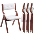 Wooden Folding Chairs with Cushion, Set of 4, Portable Foldable