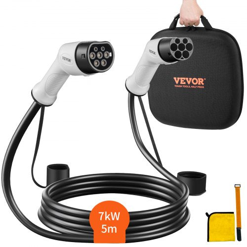 Type 2 to Type 2 EV Charging Cable, 32Amp, 7kW 5 Meters Single Phase