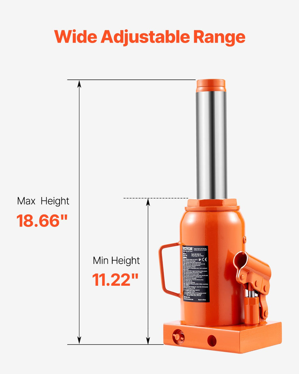 Hydraulic Bottle Jack, 30 Ton/66138 lbs Welded Bottle Jack with