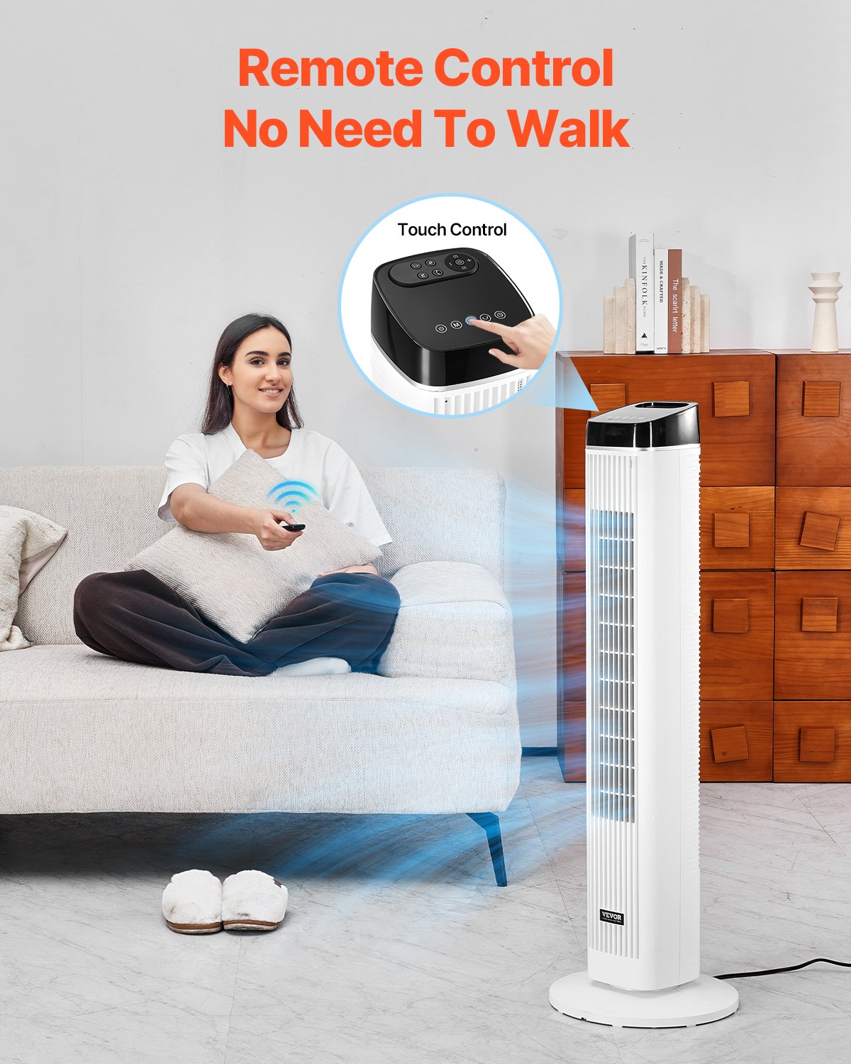 Tower Fan, 22 ft/s Velocity Quiet Floor Fan, 70° Oscillating Fans for