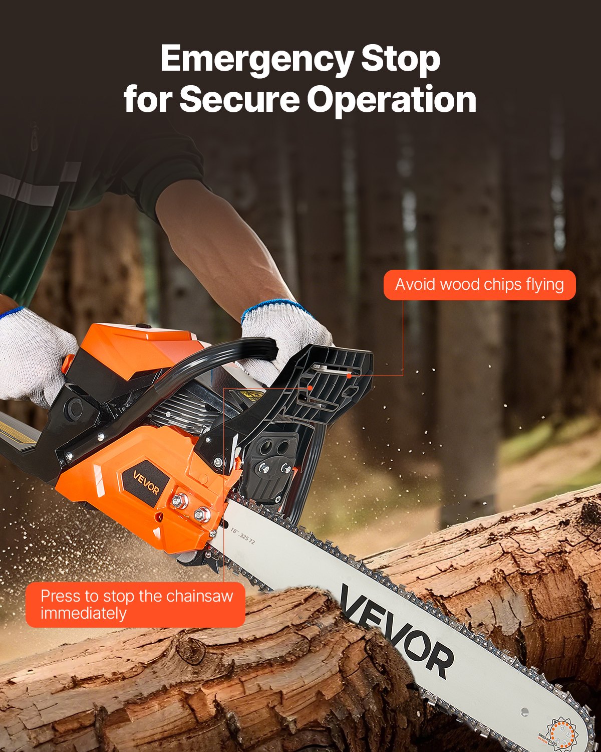 52 cc Gas Chainsaw, 18 inch Gas Powered Chainsaw, 2.4 HP Power Chain