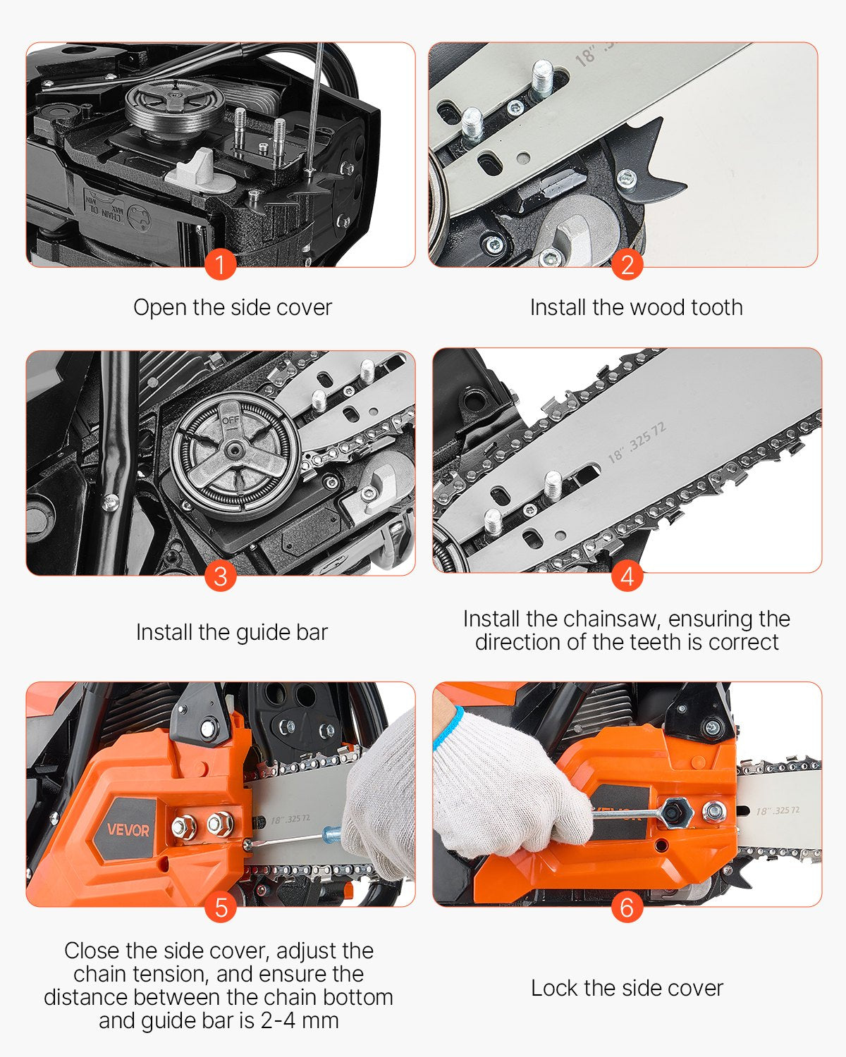 52 cc Gas Chainsaw, 18 inch Gas Powered Chainsaw, 2.4 HP Power Chain