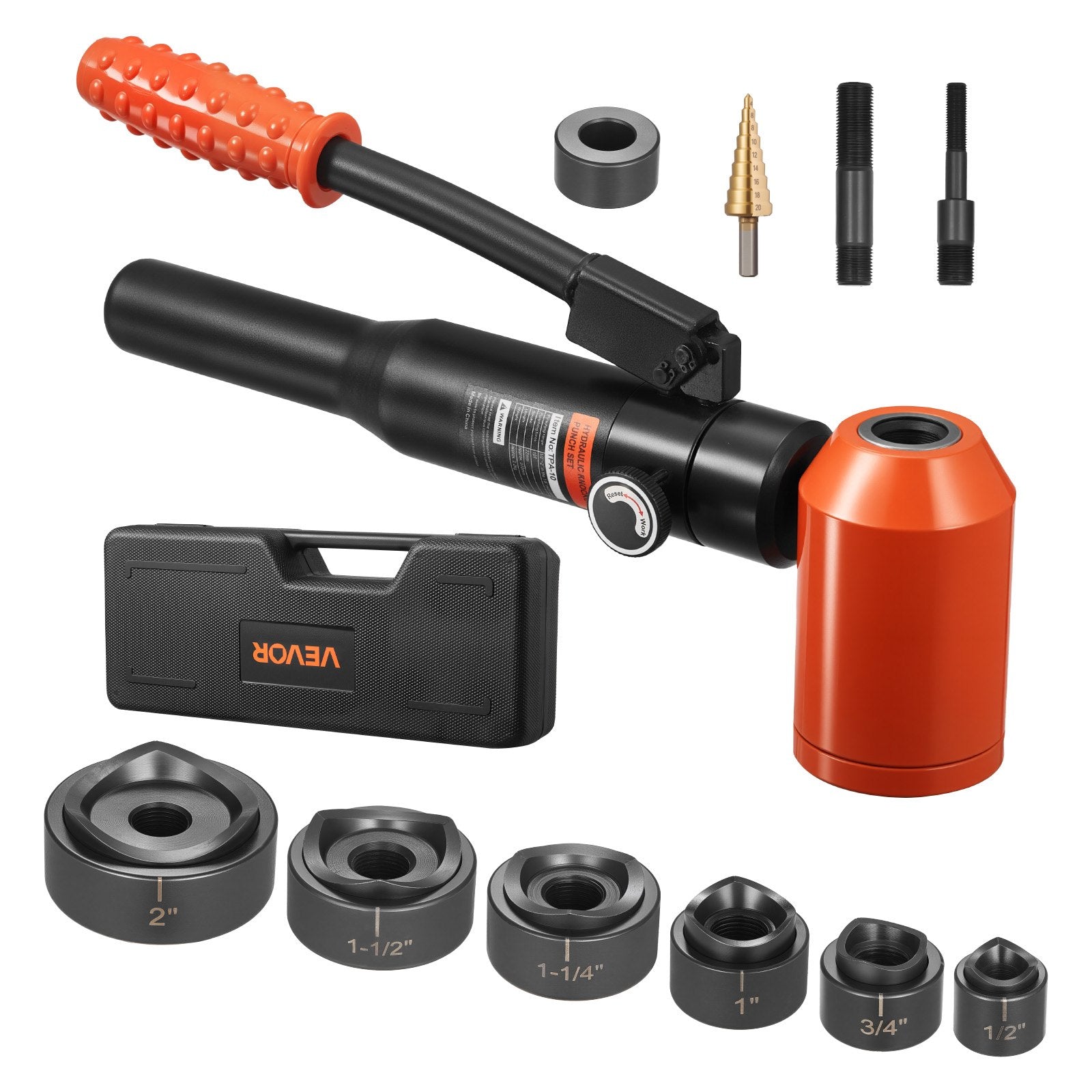 Knockout Punch Set, 98.07 kN Hydraulic Knockout Set, 12.7 to 50.8mm KO