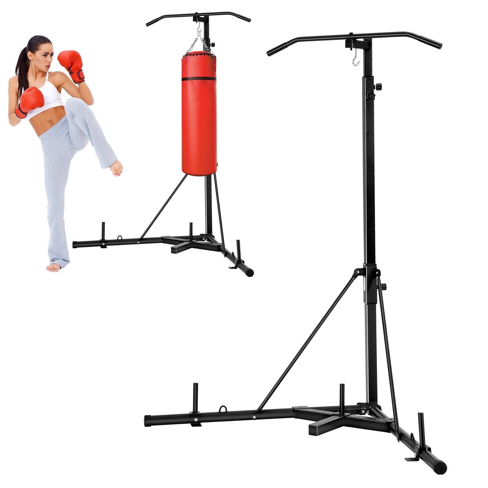 2 in 1 Punching Bag Stand, Steel Heavy Duty Workout Equipment,