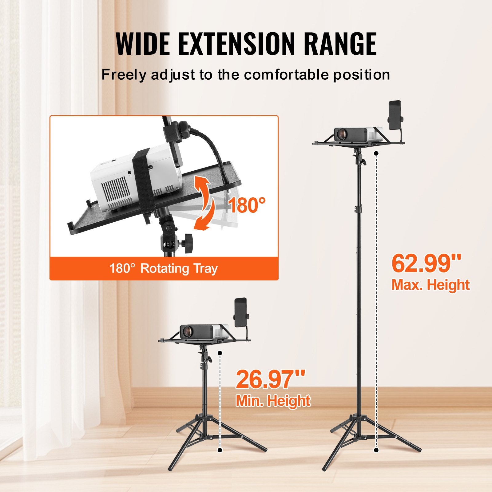 Projector Stand, Laptop Stand Tripod Adjustable Height from 26.97 to