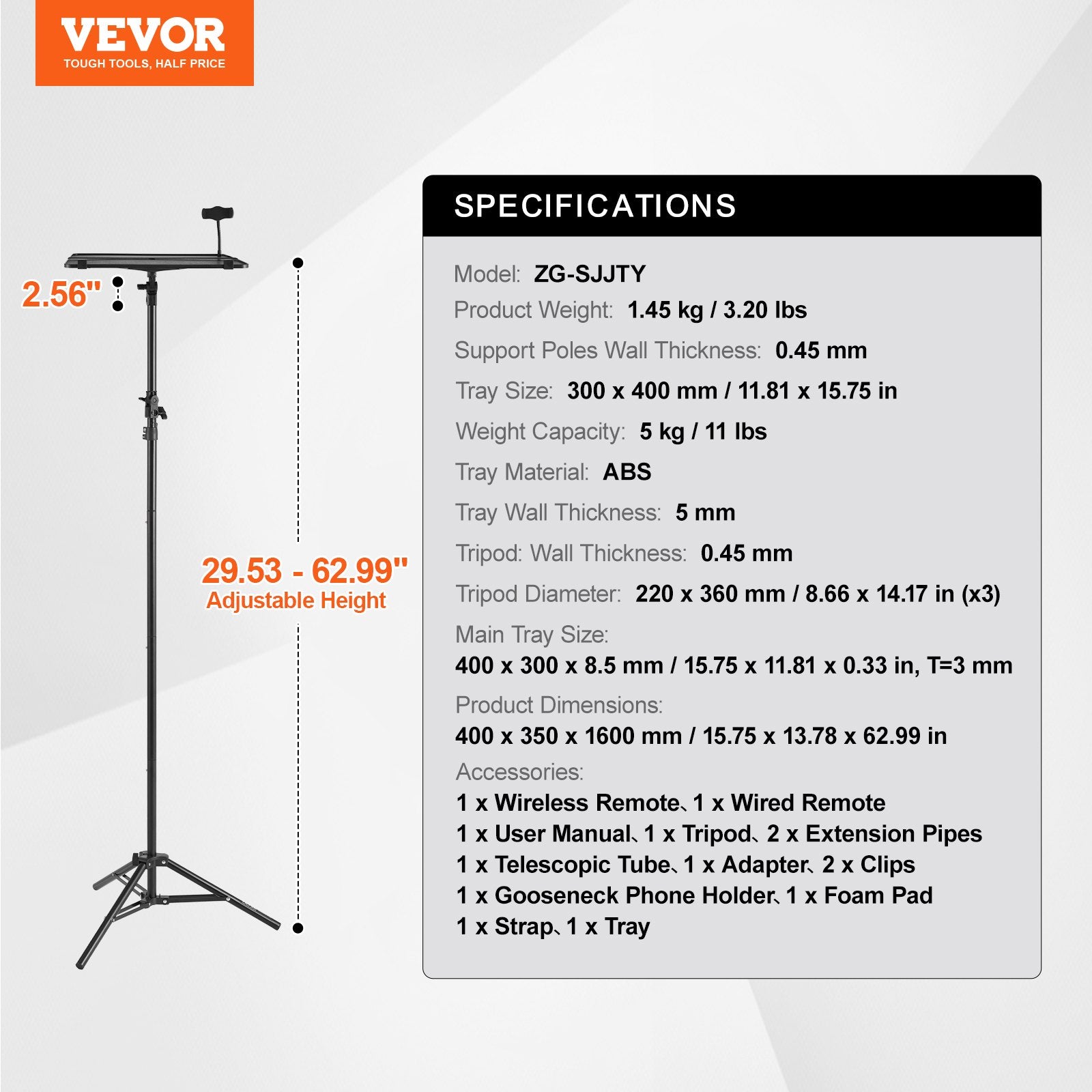 Projector Stand, Laptop Stand Tripod Adjustable Height from 26.97 to