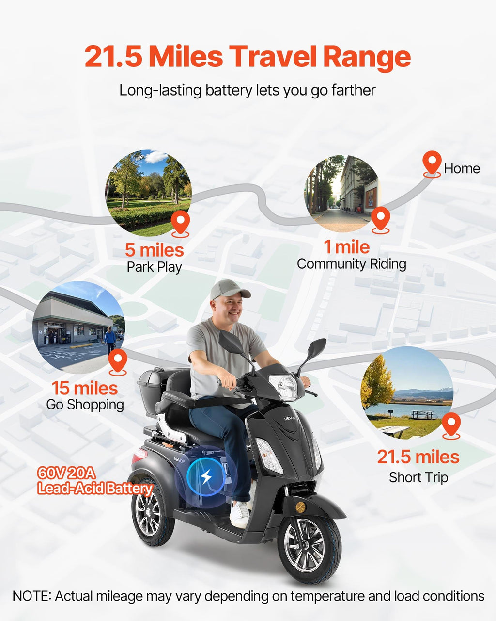 Heavy Duty 3-Wheel Mobility Scooters for Seniors & Adults, 500lbs