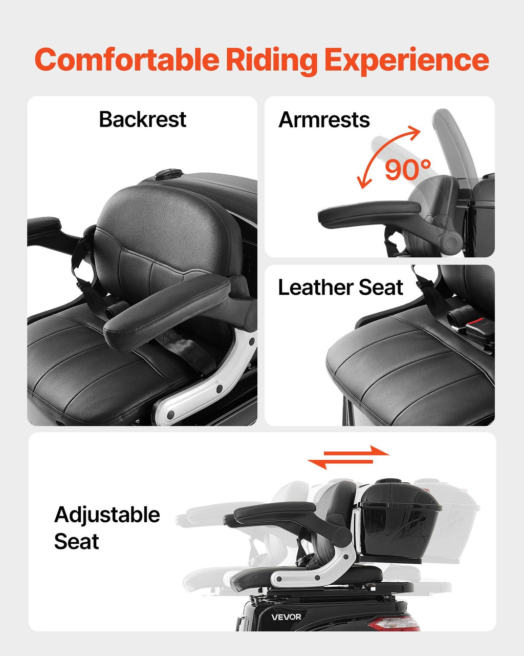 Heavy Duty 3-Wheel Mobility Scooters for Seniors & Adults, 500lbs