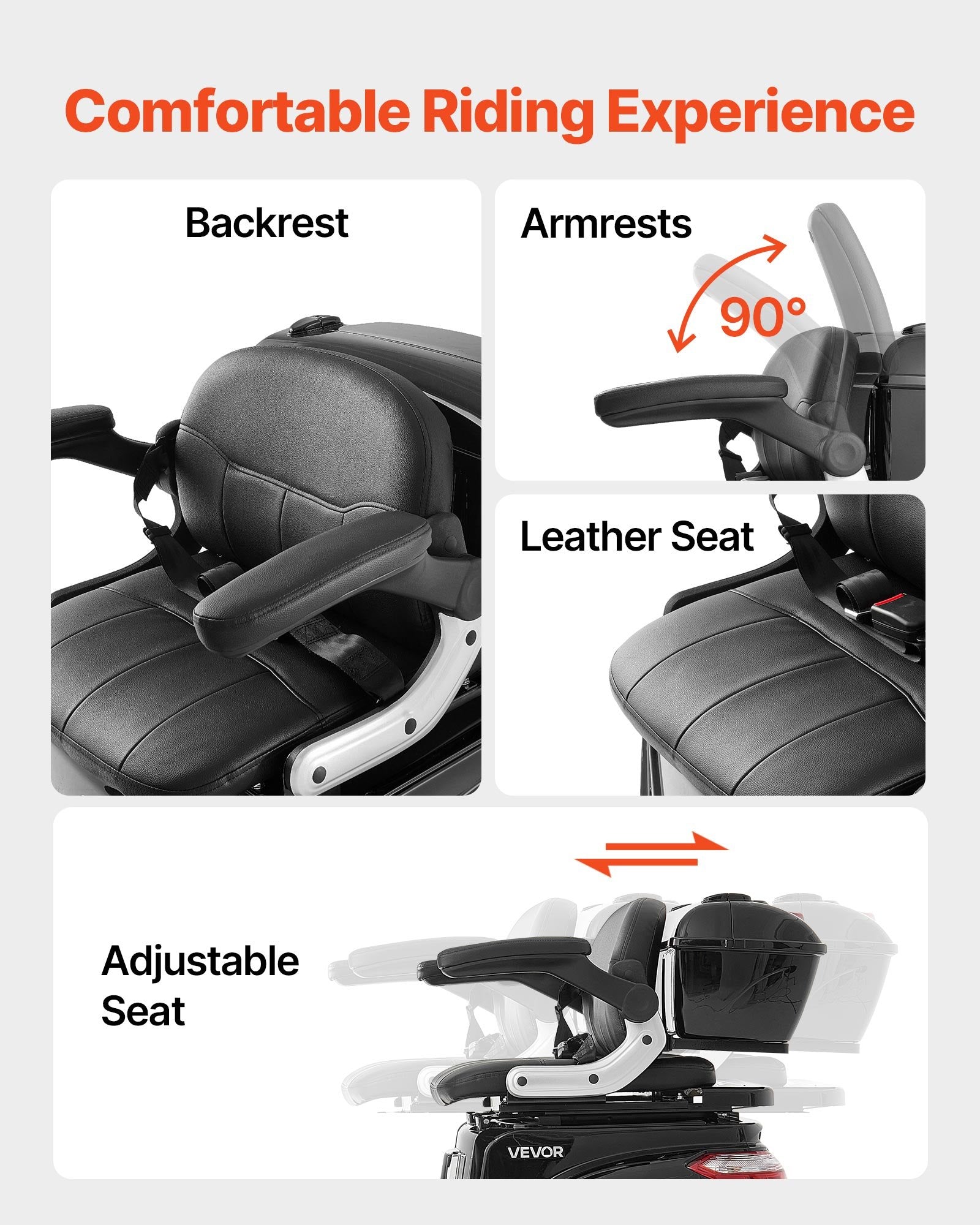 Heavy Duty 3-Wheel Mobility Scooters for Seniors & Adults, 500lbs