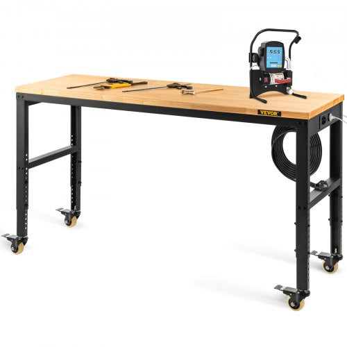 Workbench Adjustable Height, 122cm W X 61cm D X 104cm H Garage Table