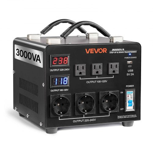 Voltage Auto Converter Transformer, 3000VA, Heavy Duty Step Up/Down