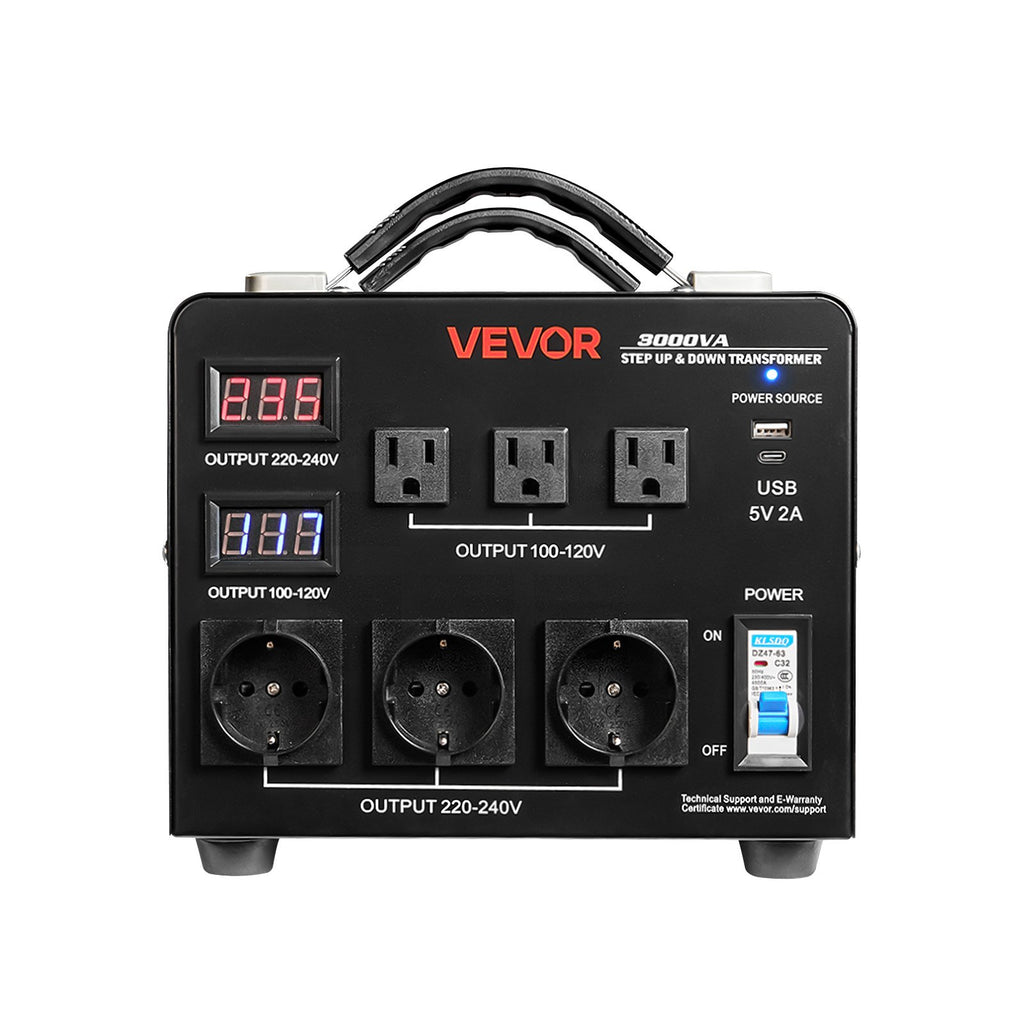 Voltage Auto Converter Transformer, 3000VA, Heavy Duty Step Up/Down