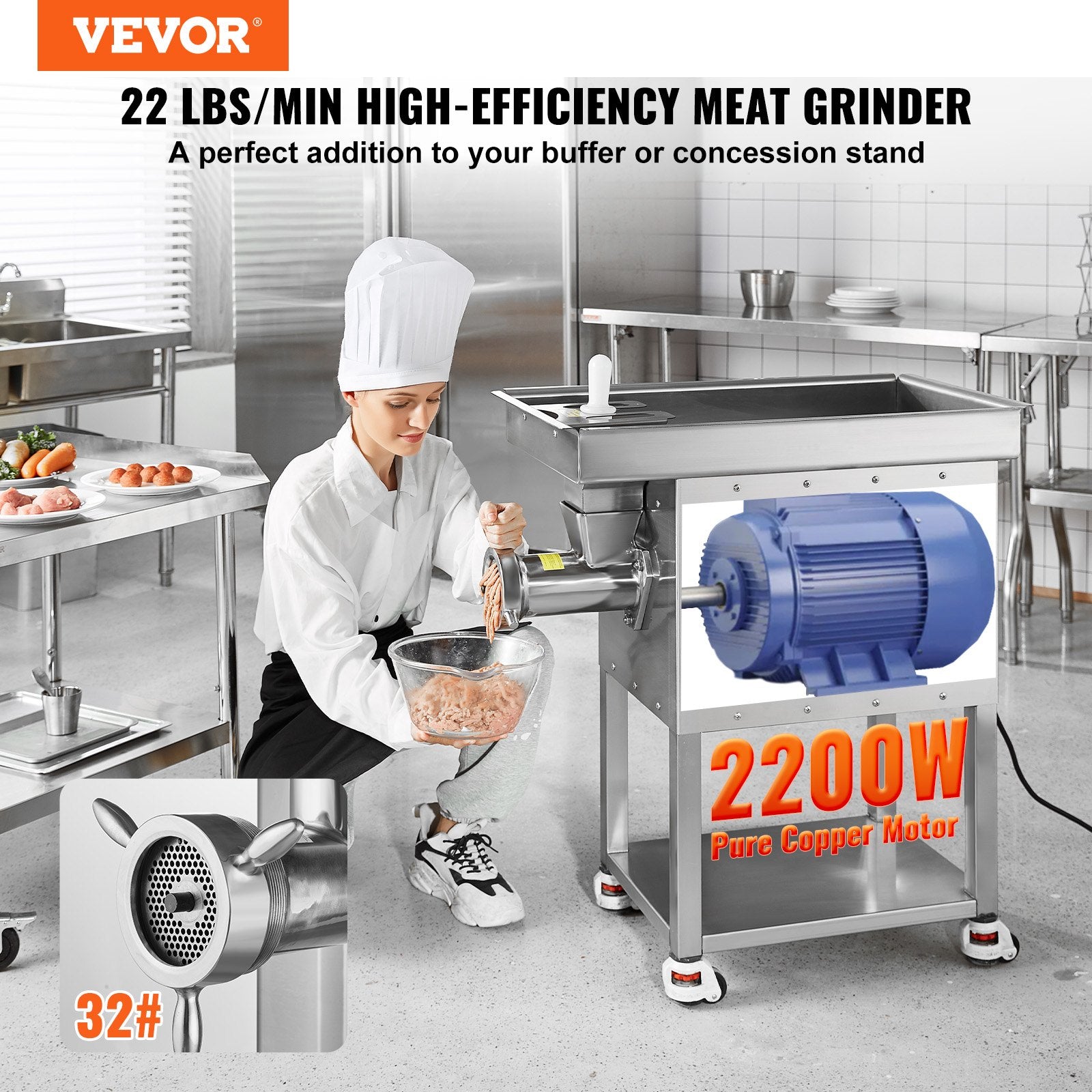 Meat Grinder, 22 Lbs/Min Capacity Electric Meat Grinders w/ Blade,