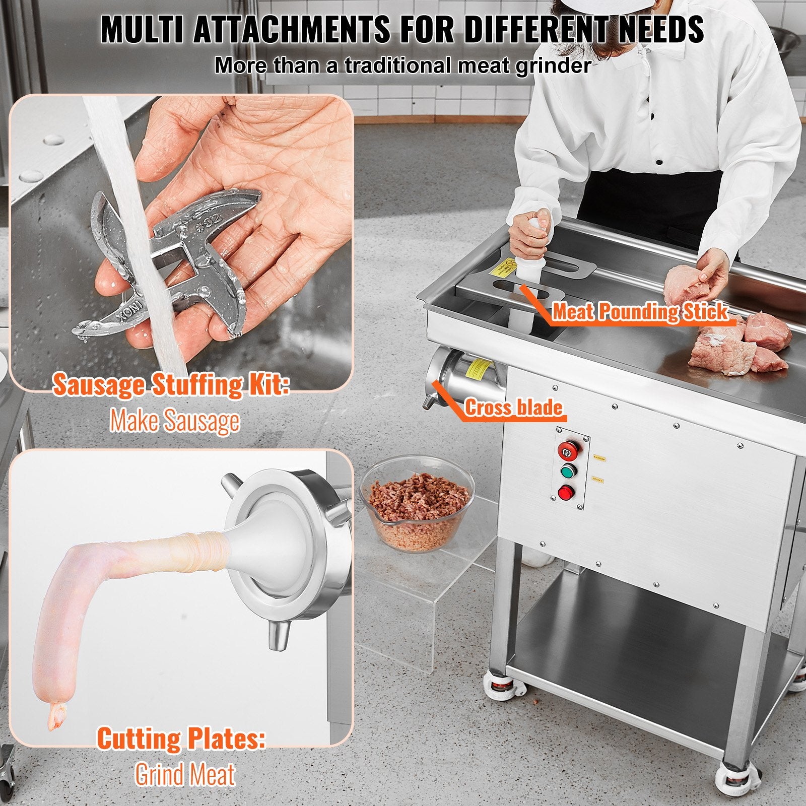 Meat Grinder, 22 Lbs/Min Capacity Electric Meat Grinders w/ Blade,