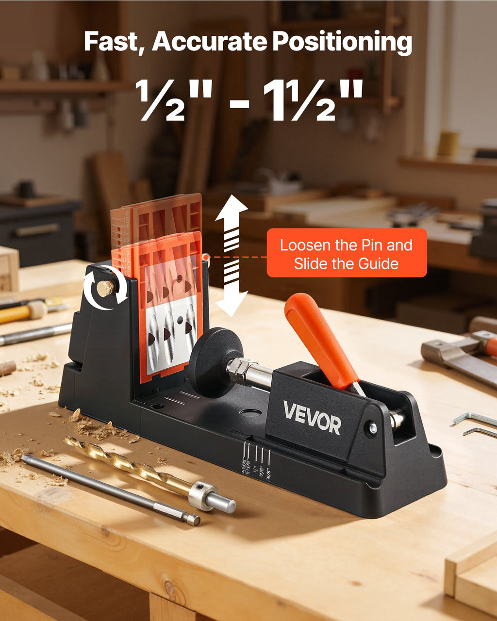 Pocket Hole Jig Kit, 12.7 to 38.1 mm Adjustable, Lightweight Jig