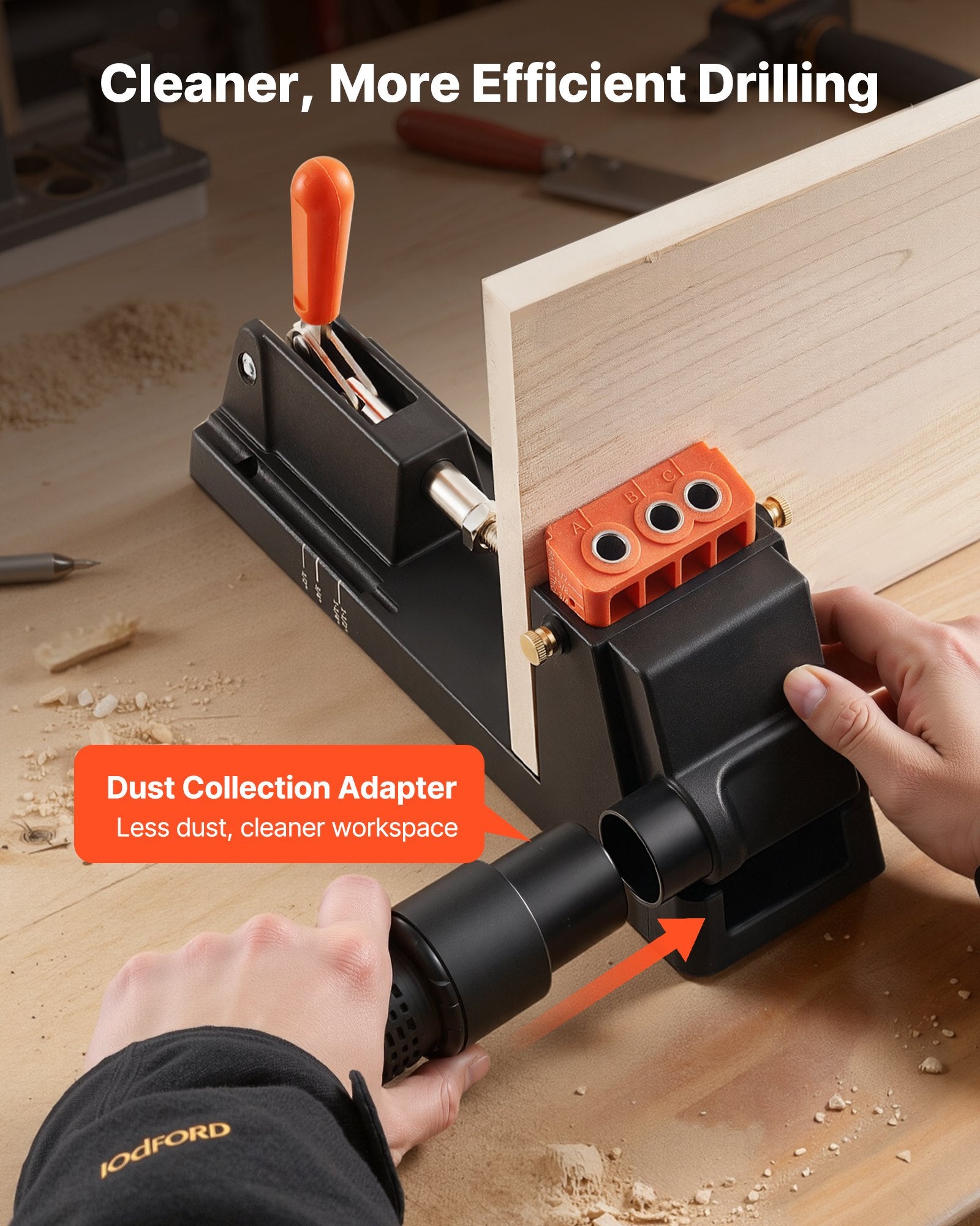 Pocket Hole Jig Kit, 12.7 to 38.1 mm Adjustable, Lightweight Jig