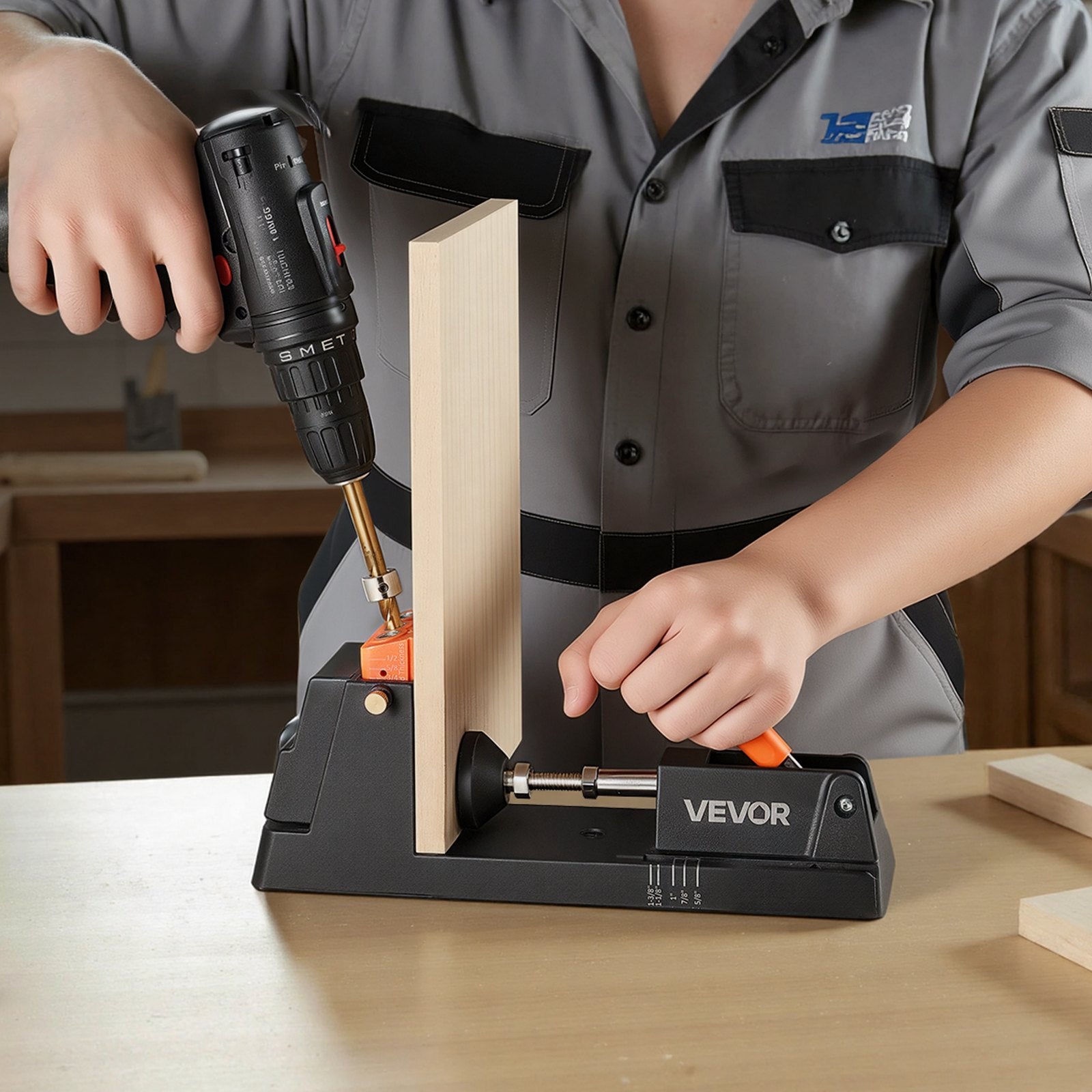 Pocket Hole Jig Kit, 12.7 to 38.1 mm Adjustable, Lightweight Jig