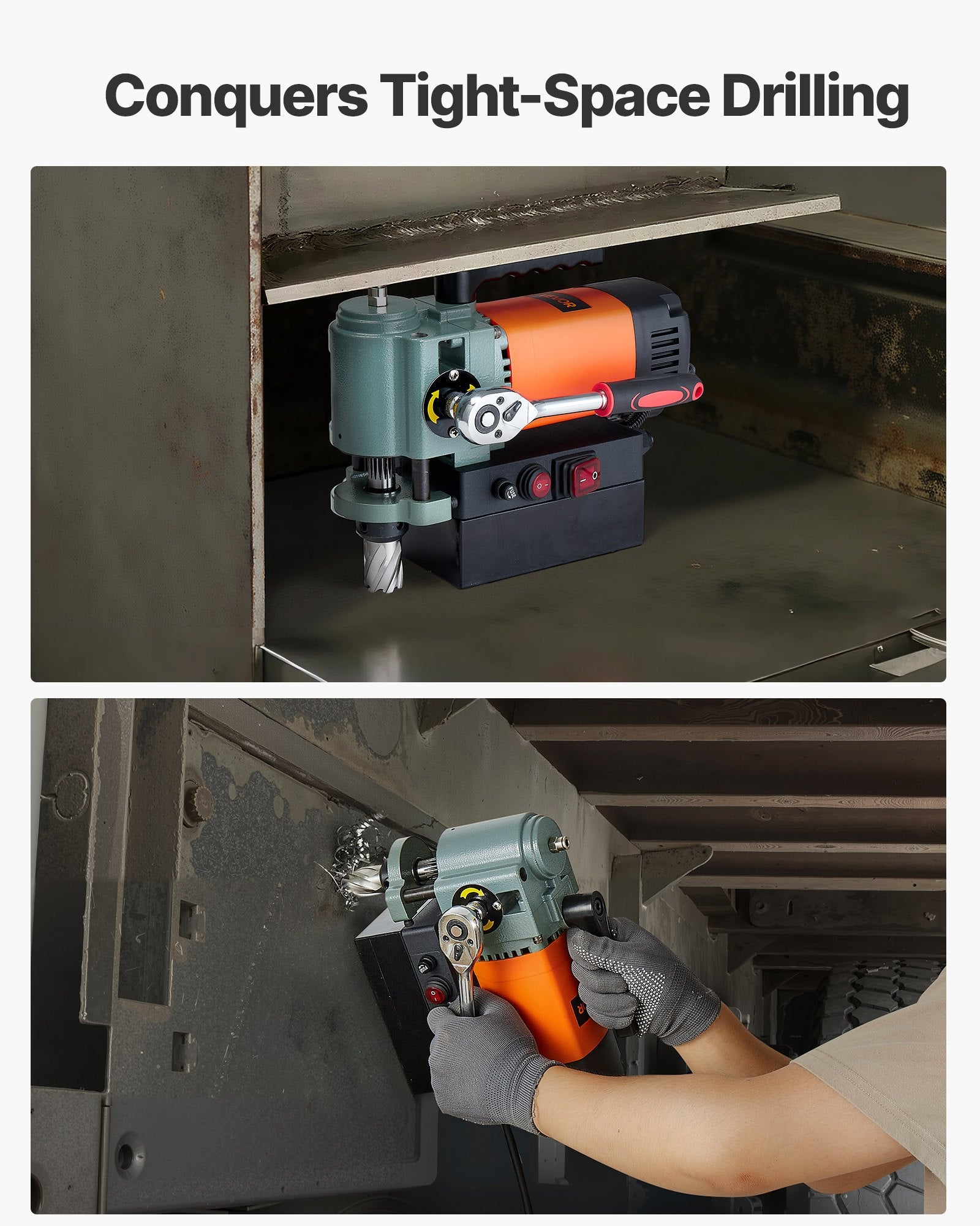 Low Profile Magnetic Drill Press, 1300 W, 35 mm Boring Diameter,