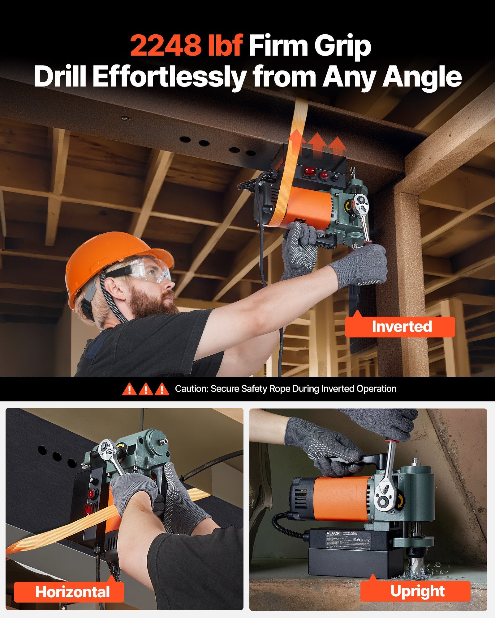 Low Profile Magnetic Drill Press, 1300 W, 35 mm Boring Diameter,