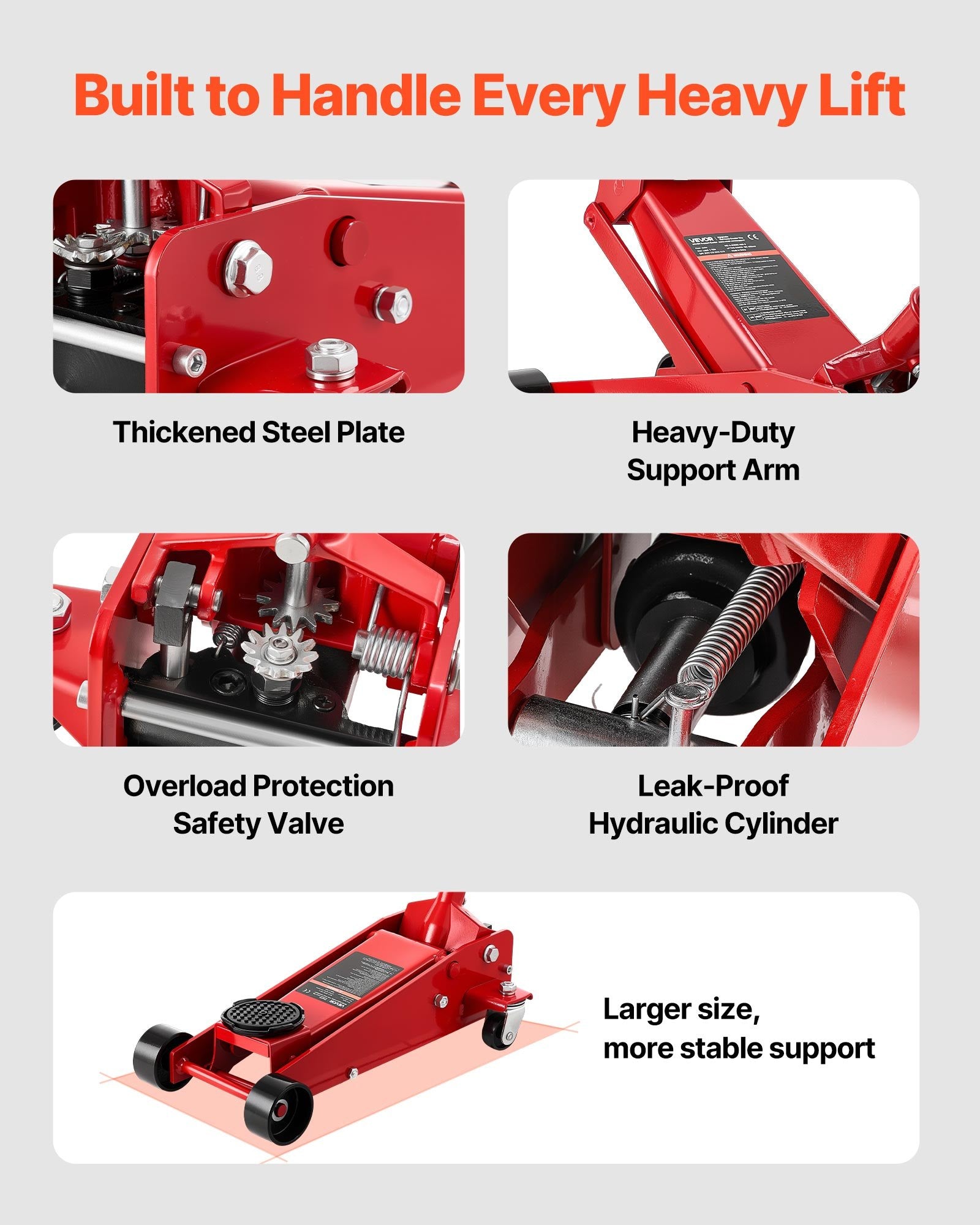 Low Profile Floor Jack, 3 Ton Capacity, Steel Racing Floor Jack with