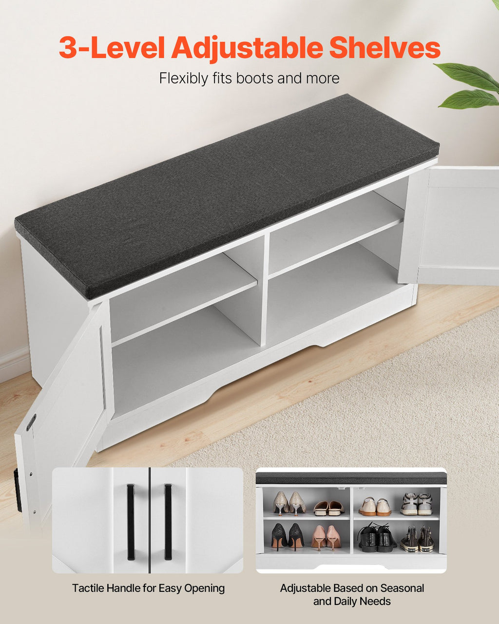 Shoe Storage Bench, 1000 x 355 x 460 mm Shoe Organizer with Padded