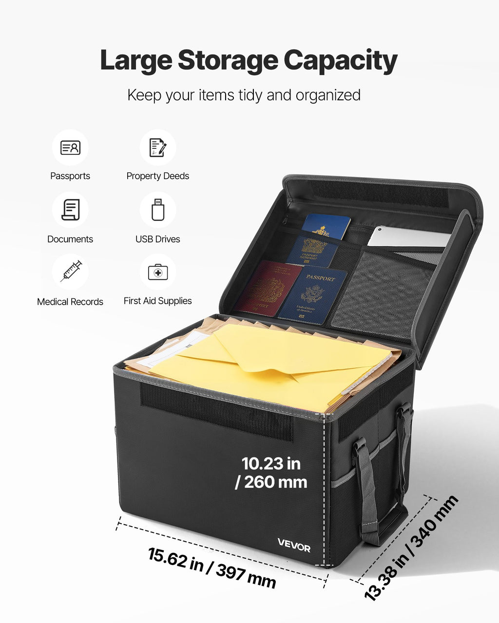 Fireproof Document Box, 1000 ℃ Heat Insulated Fireproof & Waterproof