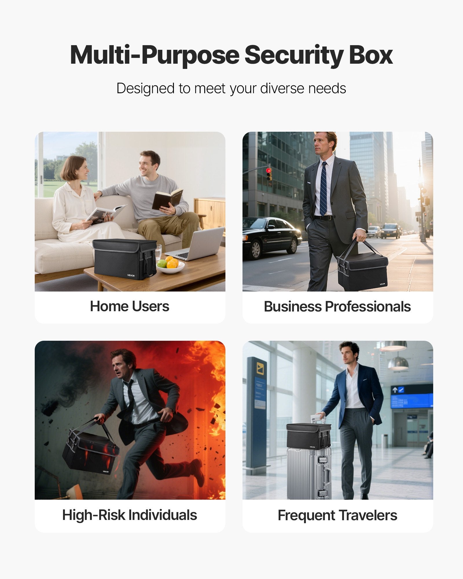 Fireproof Document Box, 1000 ℃ Heat Insulated Fireproof & Waterproof
