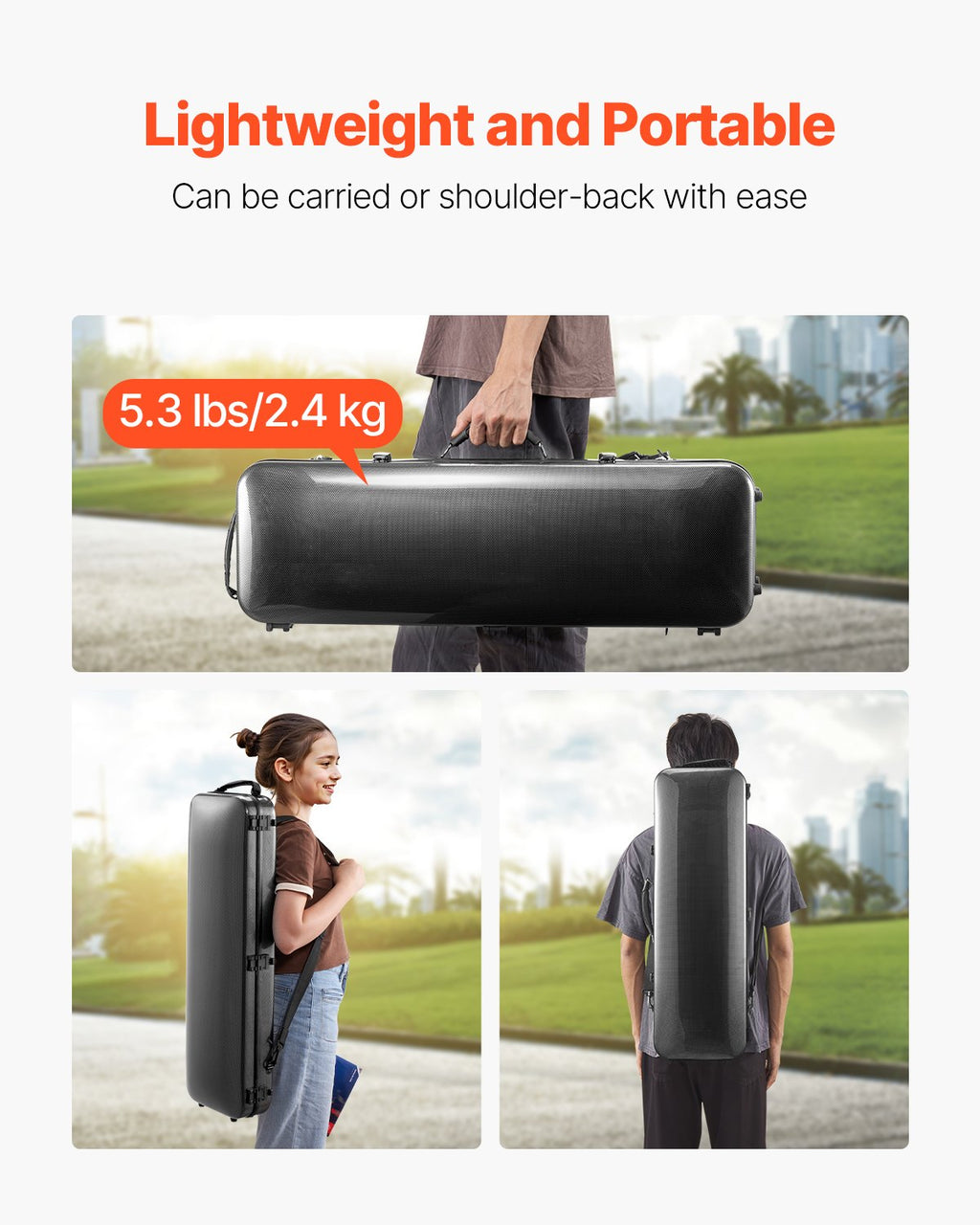 4/4 Full Size Violin Case, Built-in Hygrometer, Lightweight Portable
