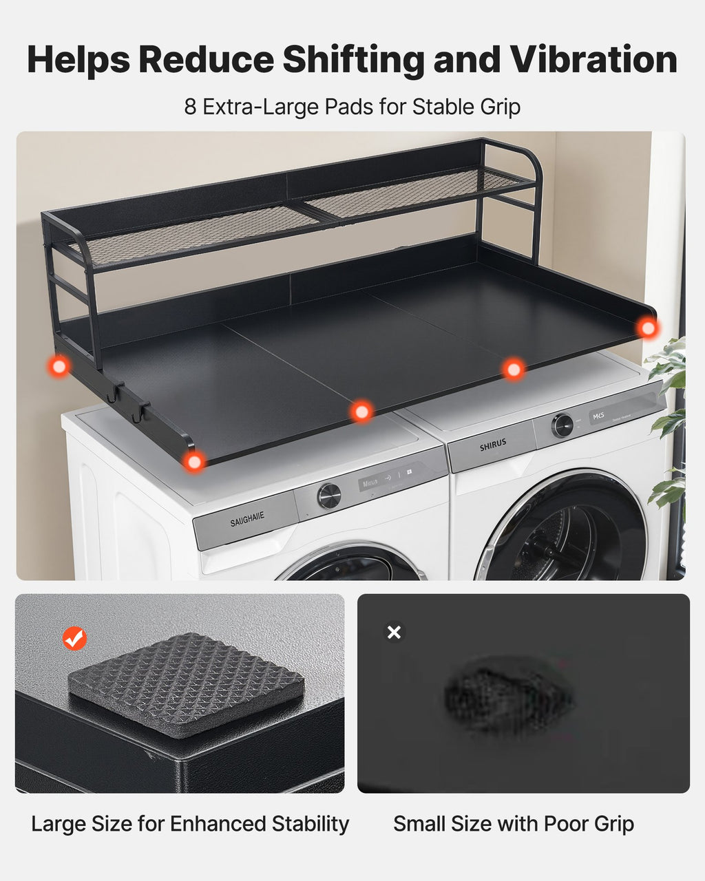 Washer Dryer Countertop with Shelf, 137 x 69.9 cm Wooden Washer and