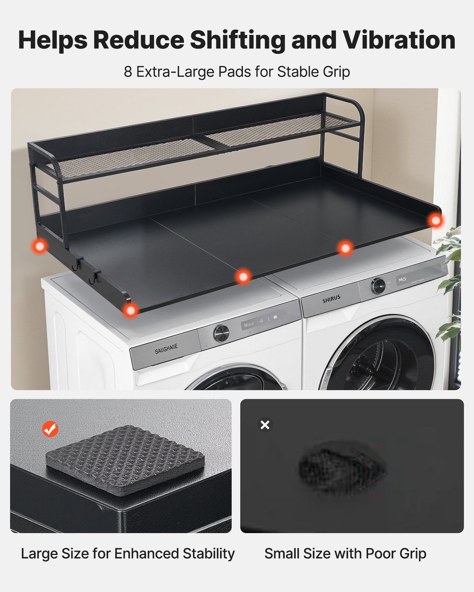 Washer Dryer Countertop with Shelf, 137 x 69.9 cm Wooden Washer and