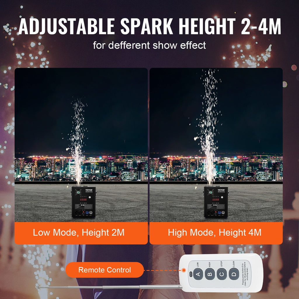 Cold Spark Machine, 500W Output Fireworks Controller, 6.6-13ft