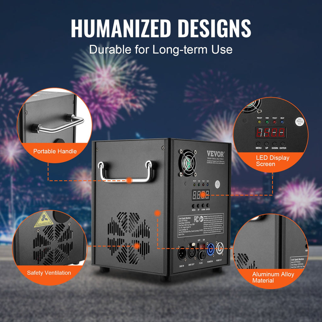 Cold Spark Machine, 500W Output Fireworks Controller, 6.6-13ft