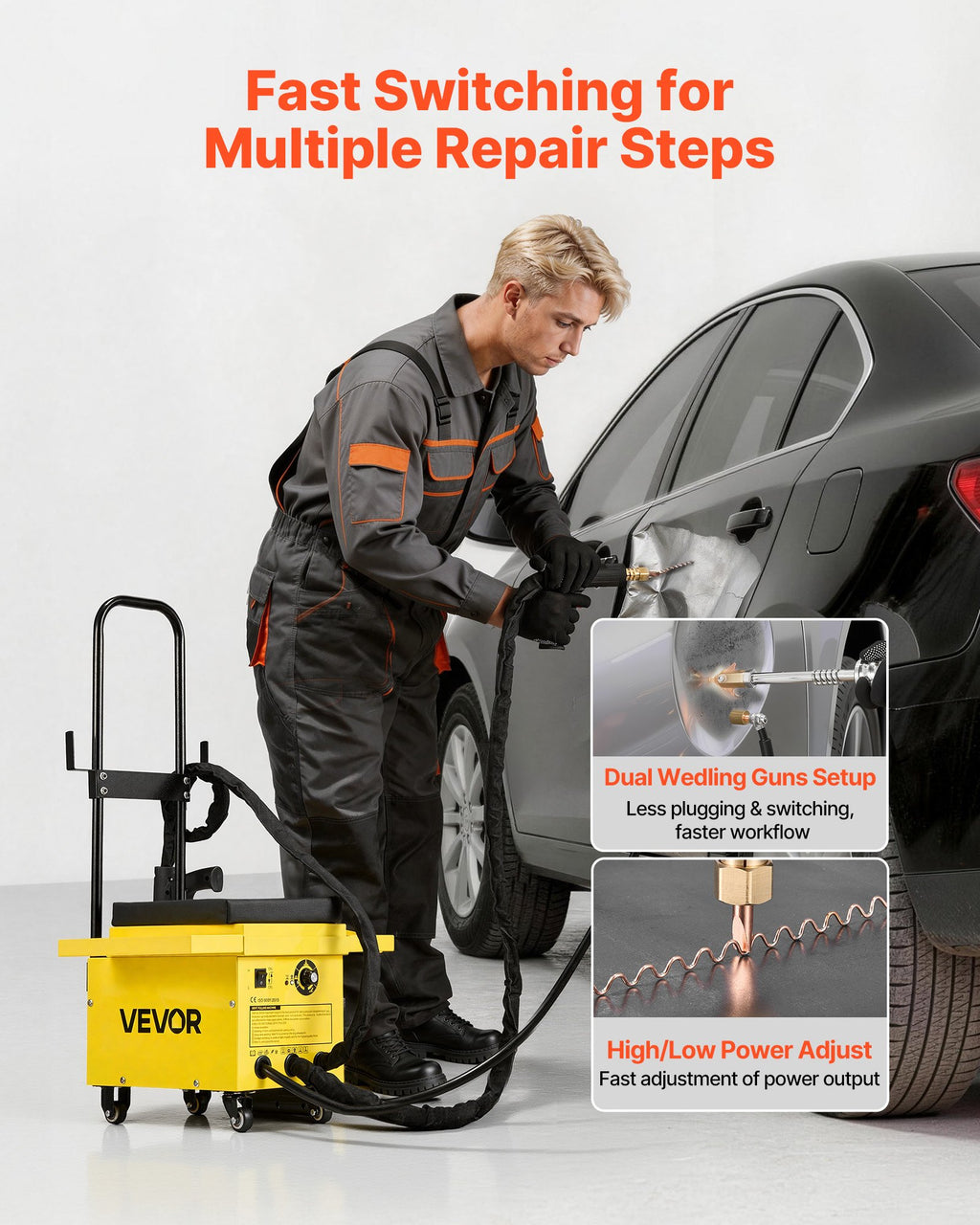 4.5KW Professional Stud Welder Dent Repair Kit with 2 Welding Guns & 6