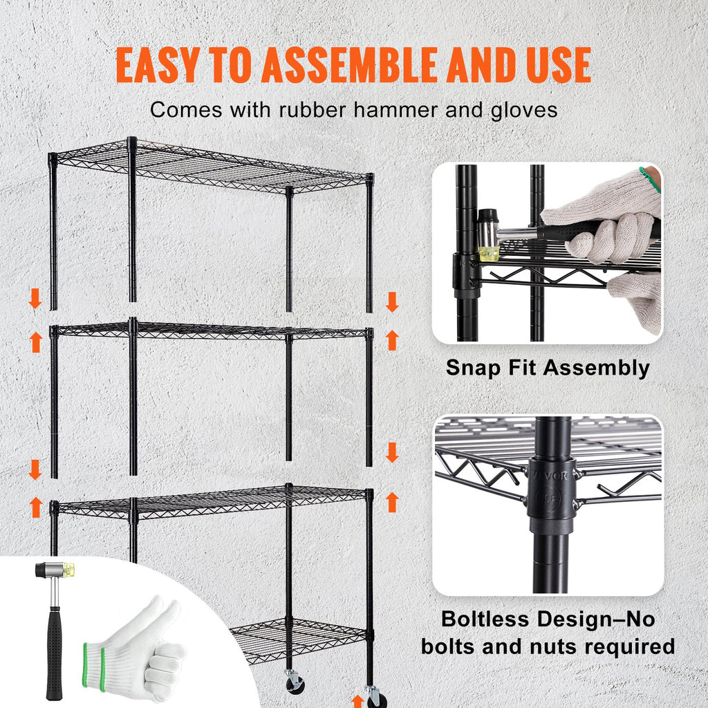 Storage Shelving Unit with Wheels, 4-Tier Adjustable, 700 lbs