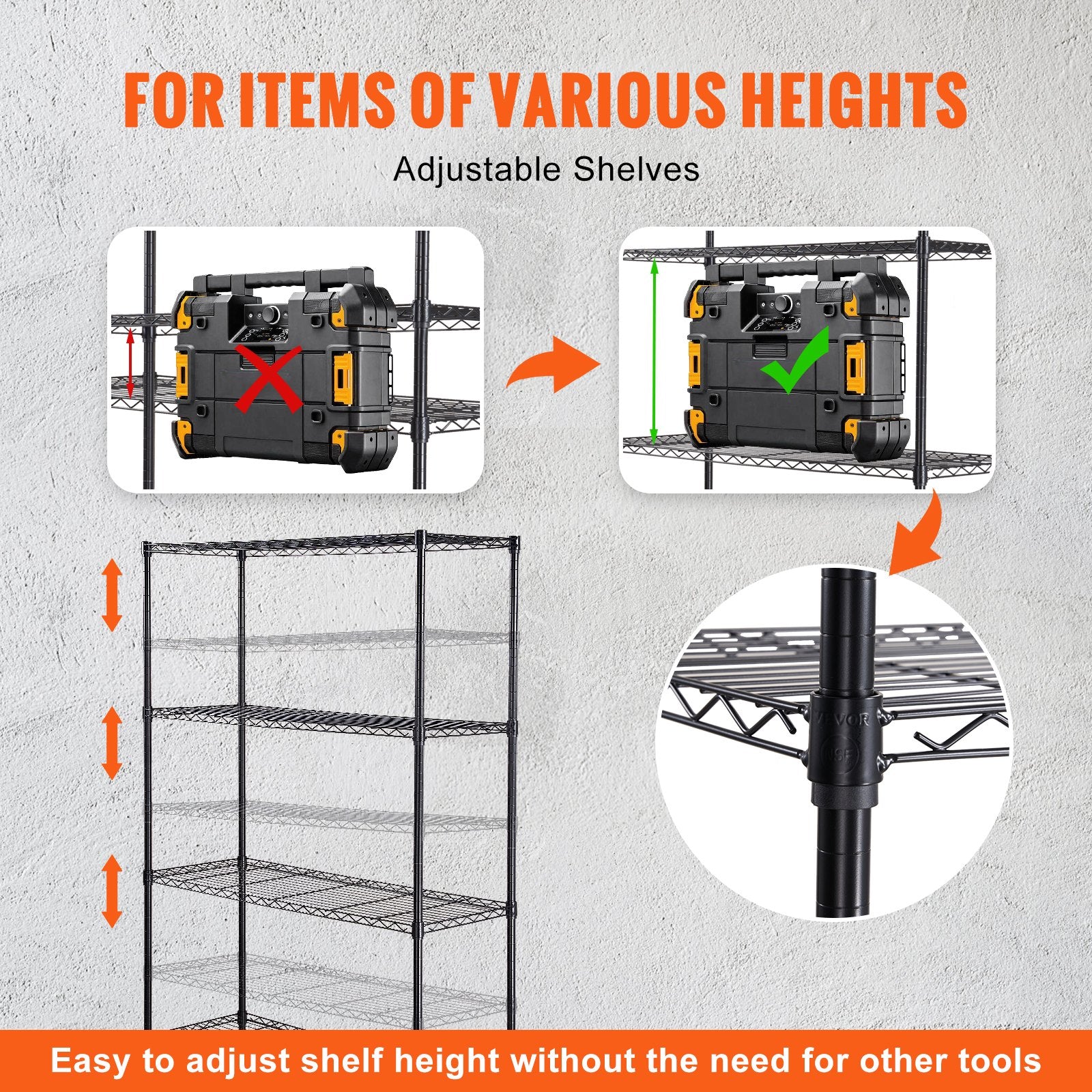 Storage Shelving Unit with Wheels, 4-Tier Adjustable, 700 lbs