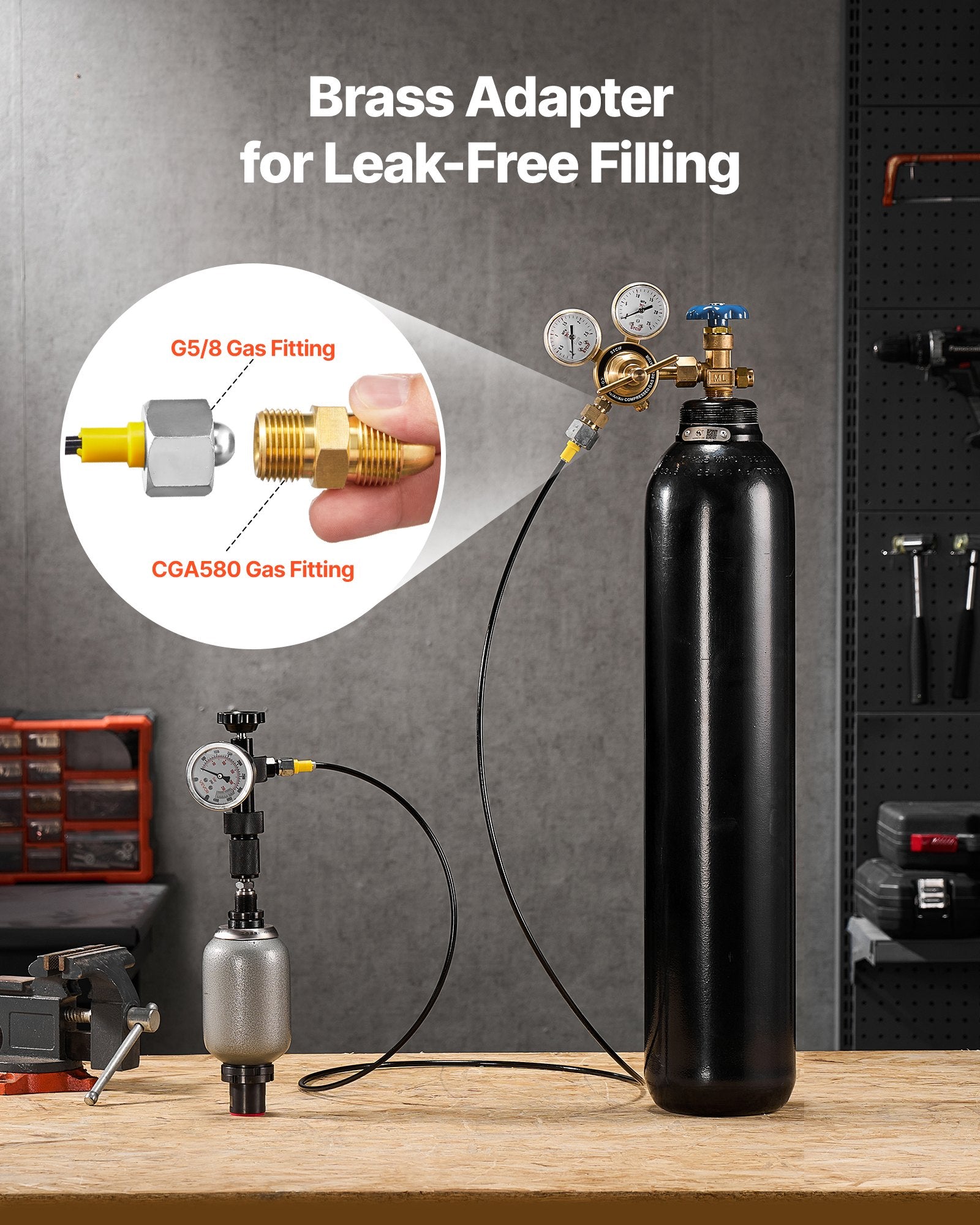 Hydraulic Nitrogen Accumulator Charging Kit, All-in-One Nitrogen Fill