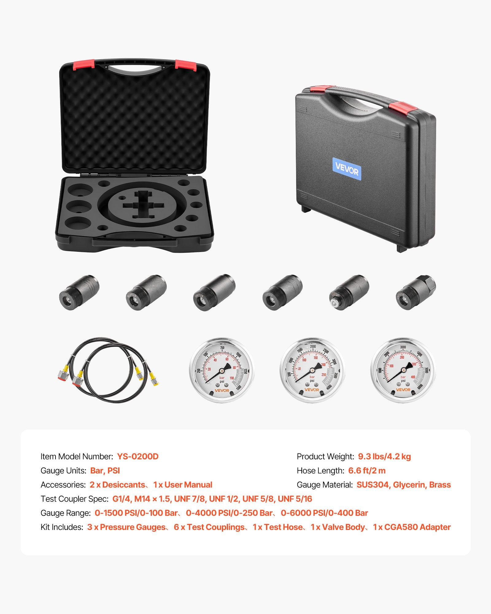 Hydraulic Nitrogen Accumulator Charging Kit, All-in-One Nitrogen Fill