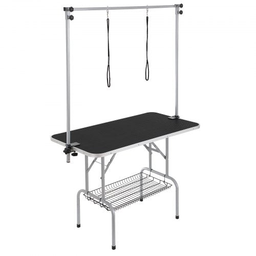Pet Grooming Table Two Arms with Clamp, 117cm Dog Grooming Station,