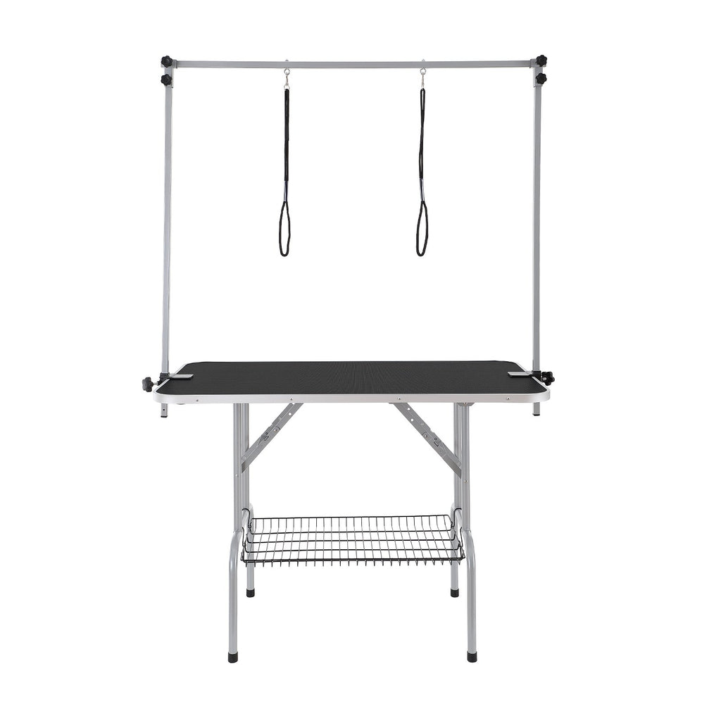 Pet Grooming Table Two Arms with Clamp, 117cm Dog Grooming Station,