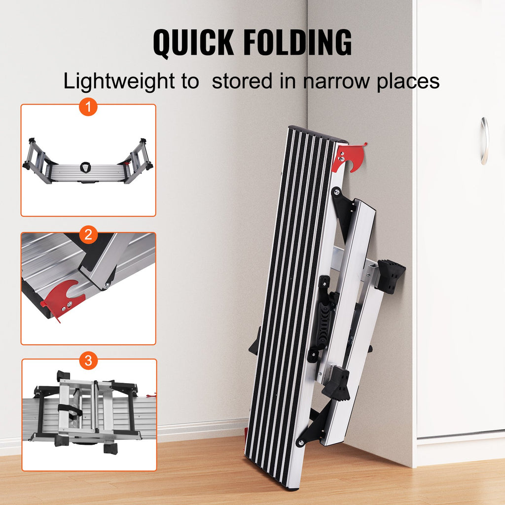 Folding Work Platform, 299.4 kg Load Capacity, Aluminum Drywall Stool